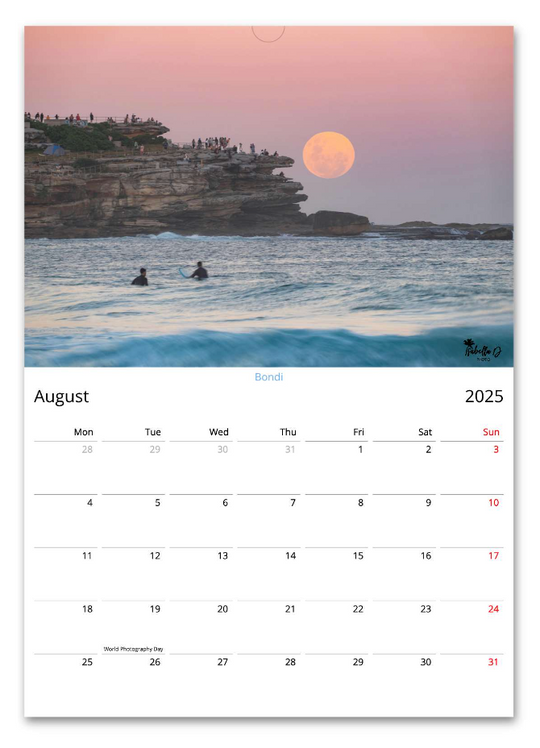 2025 A3 Calendar - 12 Months of Beaches