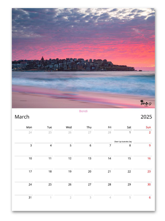 2025 A3 Calendar - 12 Months of Beaches