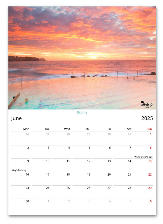 2025 A3 Calendar - 12 Months of Beaches