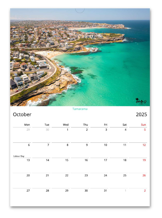 2025 A3 Calendar - 12 Months of Beaches