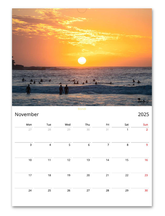 2025 A3 Calendar - 12 Months of Beaches