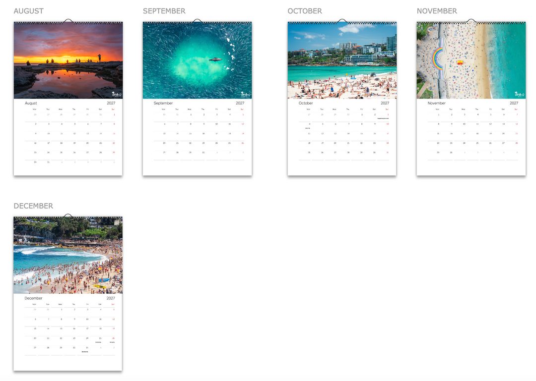 2027 A3 Calendar - Beach Days