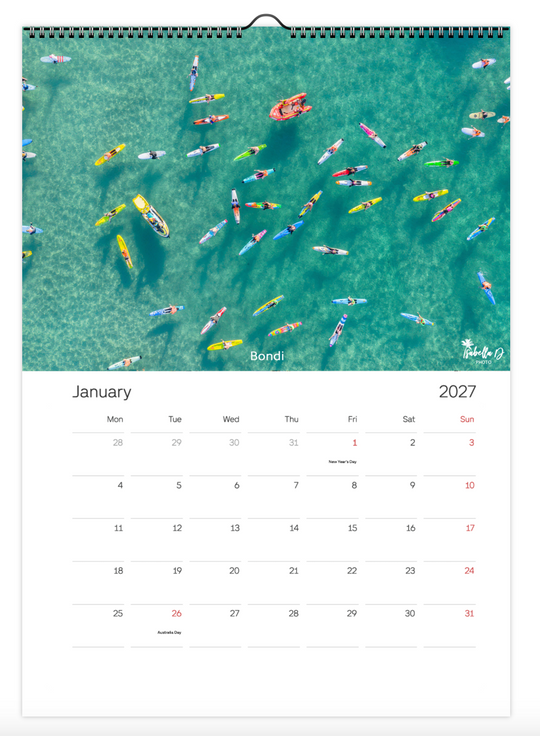 2027 A3 Calendar - Beach Days