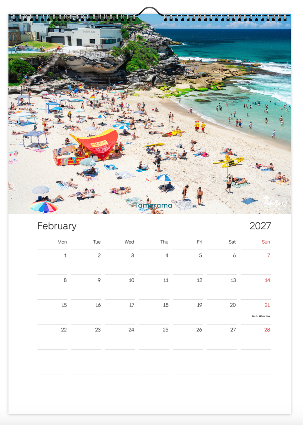2027 A3 Calendar - Beach Days