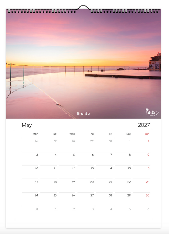 2027 A3 Calendar - Beach Days