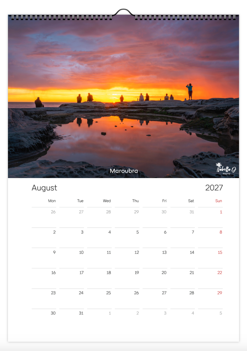 2027 A3 Calendar - Beach Days