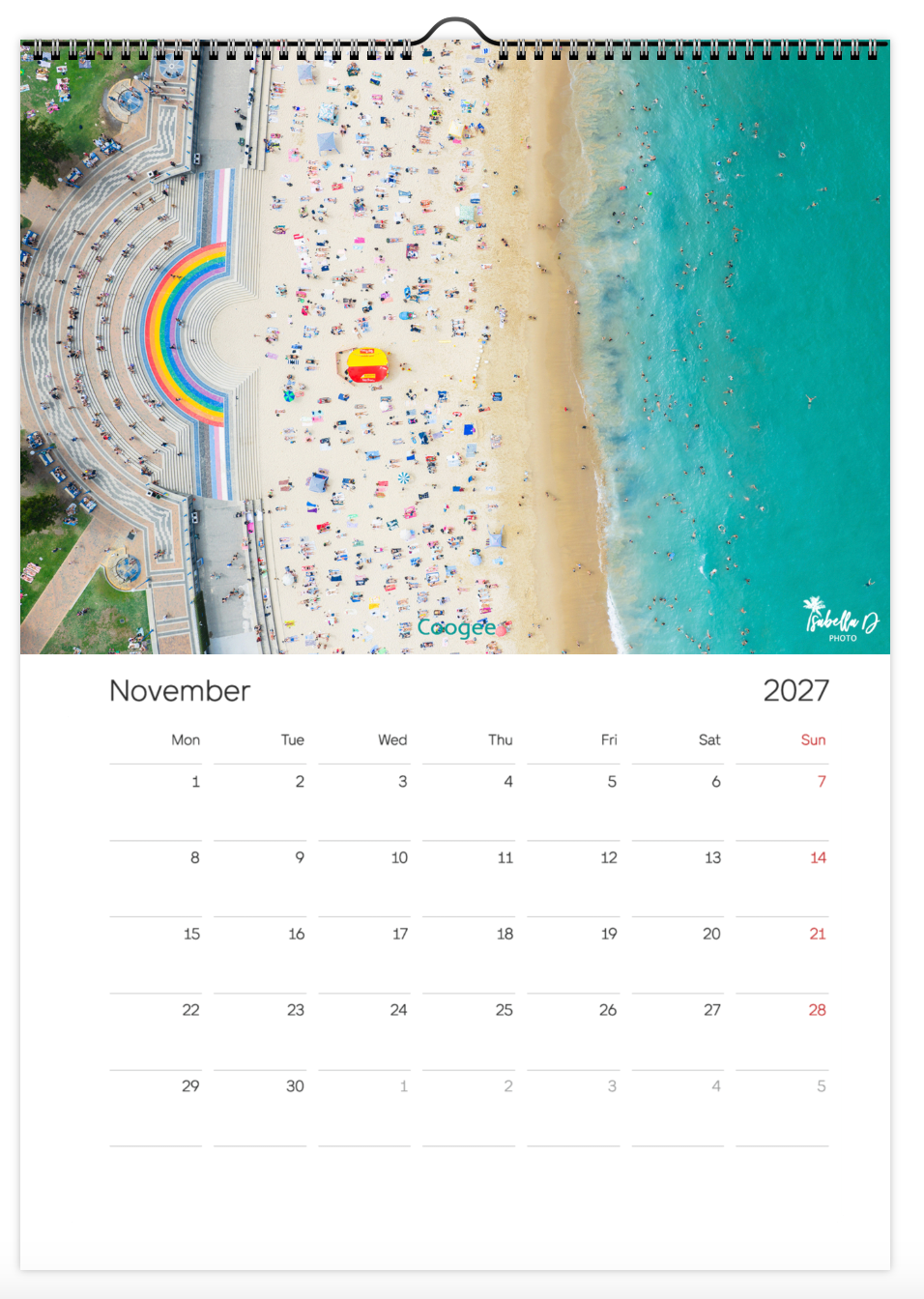 2027 A3 Calendar - Beach Days