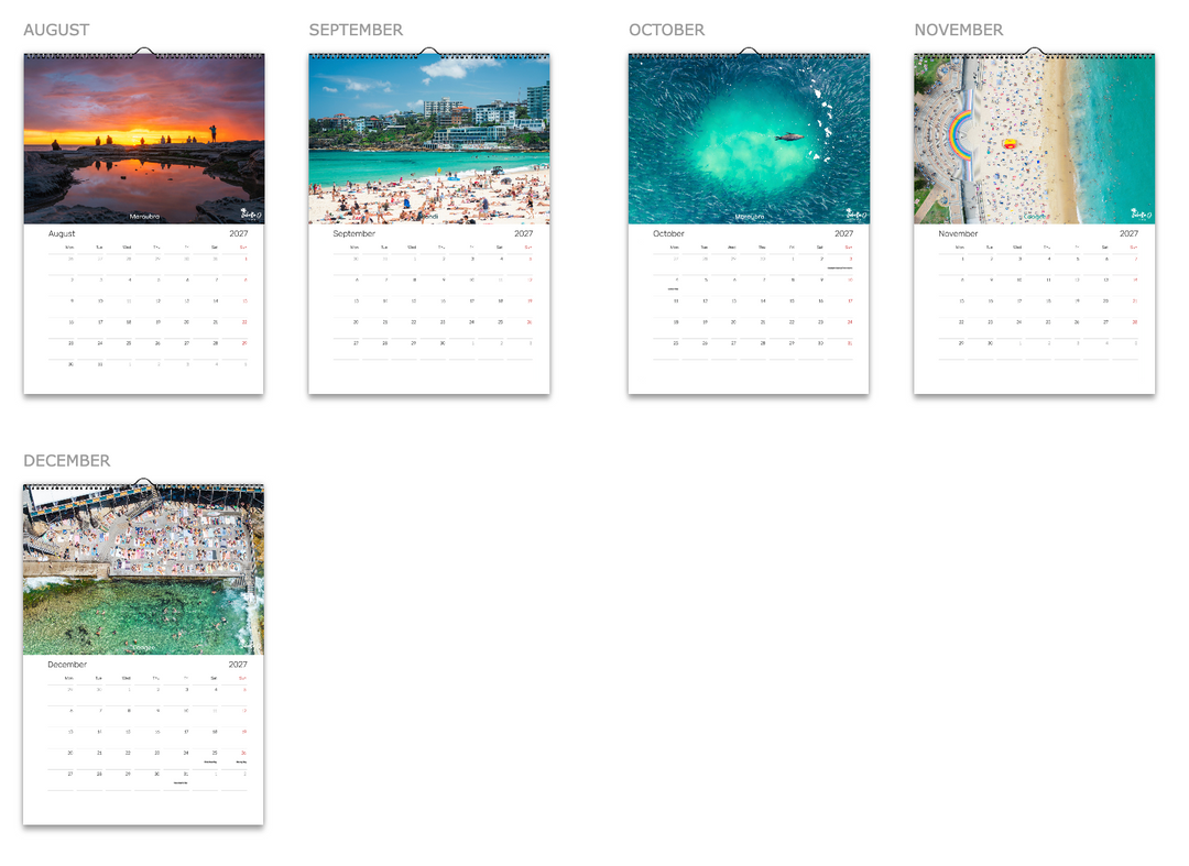 2027 A3 Calendar - Beach Days